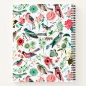 Vögel und Blumendruck mit mehrfarbigen Farben Notizblock (Rückseite)