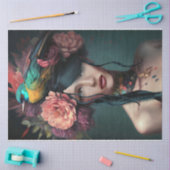 Vogel- und Blumenkopfstück schön ins Gesicht Portr Seidenpapier (Basteln)