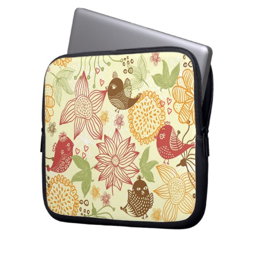 Vögel und Blumenlaptophülse Laptopschutzhülle (Vorderseite Links)