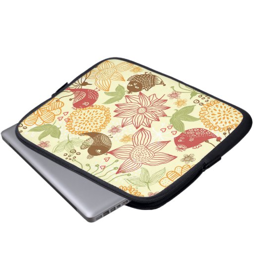 Vögel und Blumenlaptophülse Laptopschutzhülle (Vorne Knopf)
