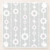 Vogel- und Blumenmuster Glasuntersetzer (Rückseite)