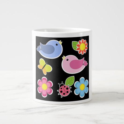 VOGEL- UND BLUMENMUSTER Jumbo-Tasse (Vorderseite)