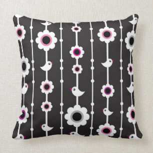Vogel- und Blumenmuster Kissen