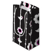 Vogel- und Blumenmuster Kleine Geschenktüte (Vorderseite Schrägansicht)