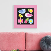 VOGEL- UND BLUMENMUSTER LEINWANDDRUCK (Insitu (Wohnzimmer))