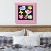 VOGEL- UND BLUMENMUSTER LEINWANDDRUCK (Insitu (Schlafzimmer))