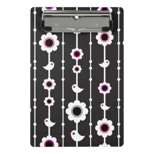 Vogel- und Blumenmuster Mini Klemmbrett (Vorderseite)