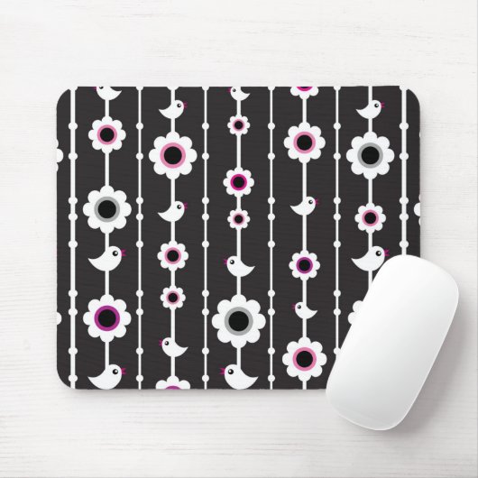 Vogel- und Blumenmuster Mousepad (Mit Mouse)