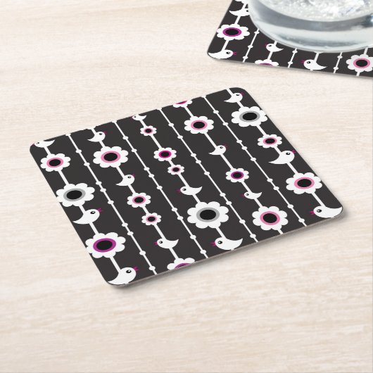 Vogel- und Blumenmuster Rechteckiger Pappuntersetzer (angewinkelt)