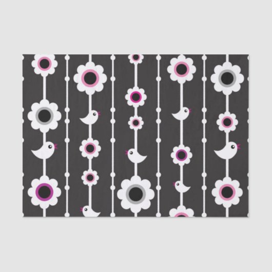 Vogel- und Blumenmuster Seidenpapier (Vorderseite)