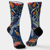 Vogel- und Blumenmuster, William Morris Socken (Gewinkelt)