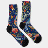 Vogel- und Blumenmuster, William Morris Socken (Rechts)