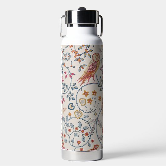 Vogel- und Blumenmuster, William Morris Trinkflasche (Vorderseite)