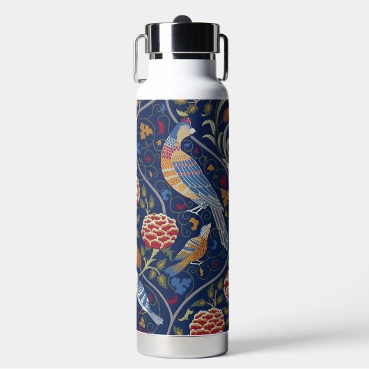 Vogel- und Blumenmuster, William Morris Trinkflasche (Vorderseite)