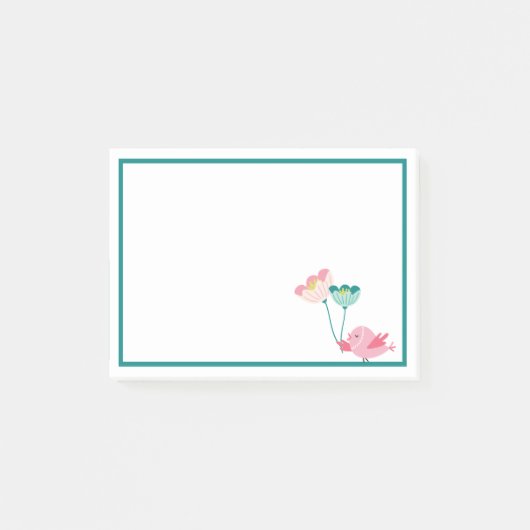 Vogel- und Blumennotizen Post-it Klebezettel (Vorderseite)
