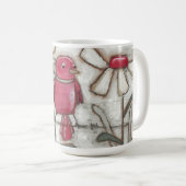 Vögel und Blüte - Apple-Rot-Tasse Kaffeetasse (VorderseiteRechts)