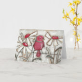 Vögel und Blüten Apple Red - Grußkarte Karte (Gelbe Blume)