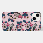 Vögel und Blüten auf rosa Case-Mate iPhone Hülle (Rückseite (Horizontal))