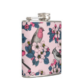 Vögel und Blüten auf rosa Flachmann (Rechts)