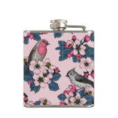 Vögel und Blüten auf rosa Flachmann (Rückseite)