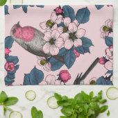 Vögel und Blüten auf rosa Geschirrtuch (Gefaltet)