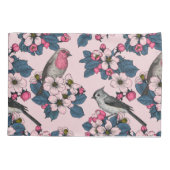 Vögel und Blüten auf rosa Kissenbezug (Rückseite-Links)