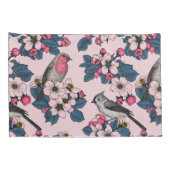 Vögel und Blüten auf rosa Kissenbezug (Rückseite-Rechts)