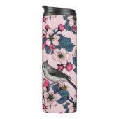 Vögel und Blüten auf rosa Thermosbecher (Nach rechts gedreht)