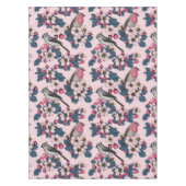 Vögel und Blüten auf rosa Tischdecke (Vorderseite)