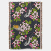 Vögel und Blüten auf schwarz Decke (Vorderseite Vertikal)