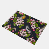 Vögel und Blüten auf schwarz Fußmatte (Schrägansicht)