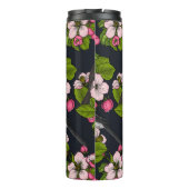 Vögel und Blüten auf schwarz Thermosbecher (Rückseite)