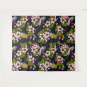 Vögel und Blüten auf schwarz Wandteppich (Vorderseite (Horizontal))