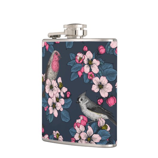 Vögel und Blüten Flachmann (Links)