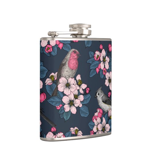 Vögel und Blüten Flachmann (Rechts)