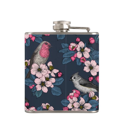 Vögel und Blüten Flachmann (Rückseite)