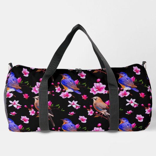Vögel und Blüten Große Duffeltasche Duffle Bag (Rückseite)