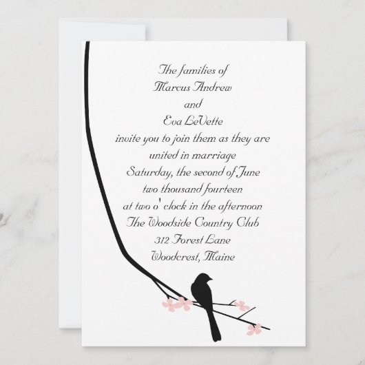 Vogel-und Blüten-große Einladung (Vorderseite)