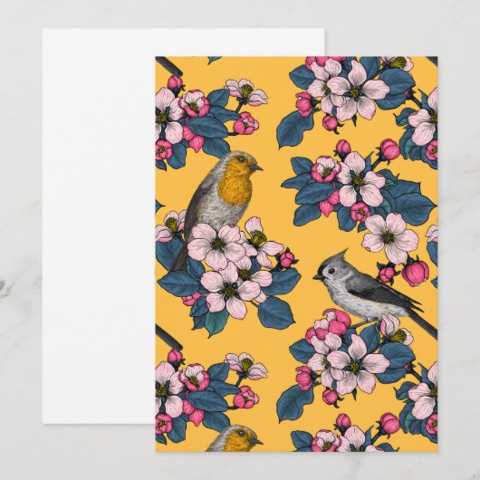 Vögel und Blüten in Gelb (Vorne/Hinten)