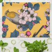 Vögel und Blüten in Gelb Geschirrtuch (Gefaltet)