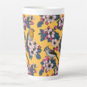 Vögel und Blüten in Gelb Milchtasse (Vorderseite)