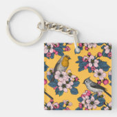 Vögel und Blüten in Gelb Schlüsselanhänger (Vorderseite)