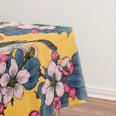 Vögel und Blüten in Gelb Tischdecke (Beispiel)