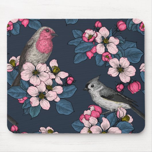 Vögel und Blüten Mousepad (Vorne)