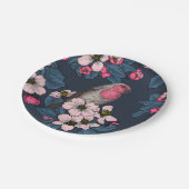 Vögel und Blüten Pappteller (Schrägansicht)