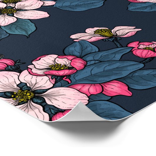 Vögel und Blüten Poster (Ecke)