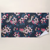 Vögel und Blüten Strandtuch (Vorderseite)