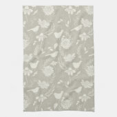 Vögel und Blüten Tan & Creme Geschirrtuch (Vertikal)