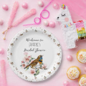 Vögel und Blüten Tee Party Dusche Pappteller (Party)