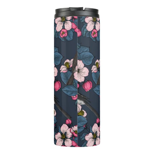 Vögel und Blüten Thermosbecher (Rückseite)